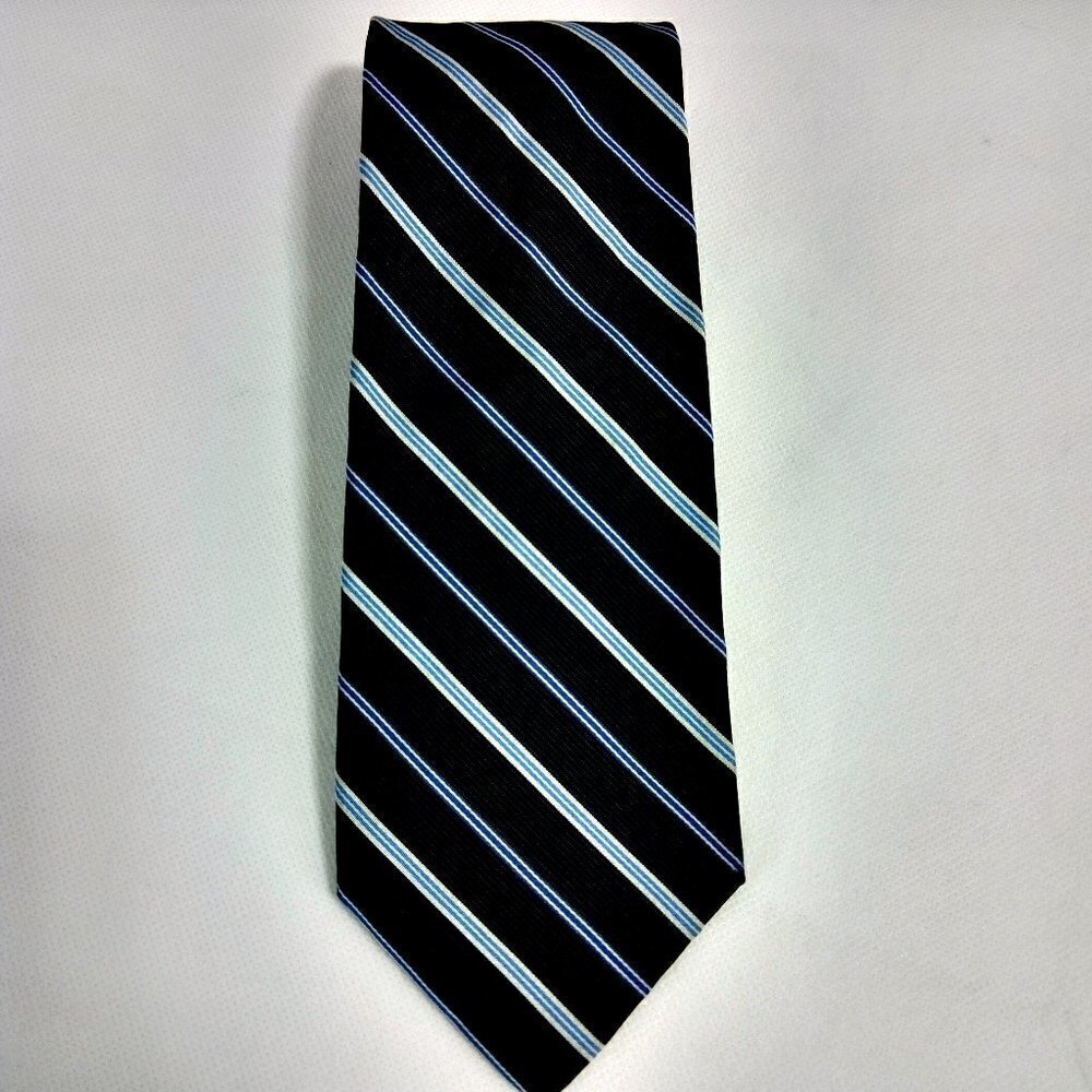 Express Italian Silk Blue Striped Men's Tie 3½"x58½"
